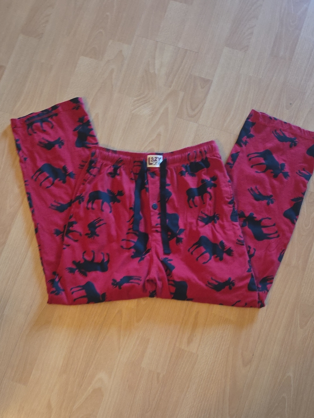 Lazy One Red Moose-Print Pajama Bottoms with Elastic Waist